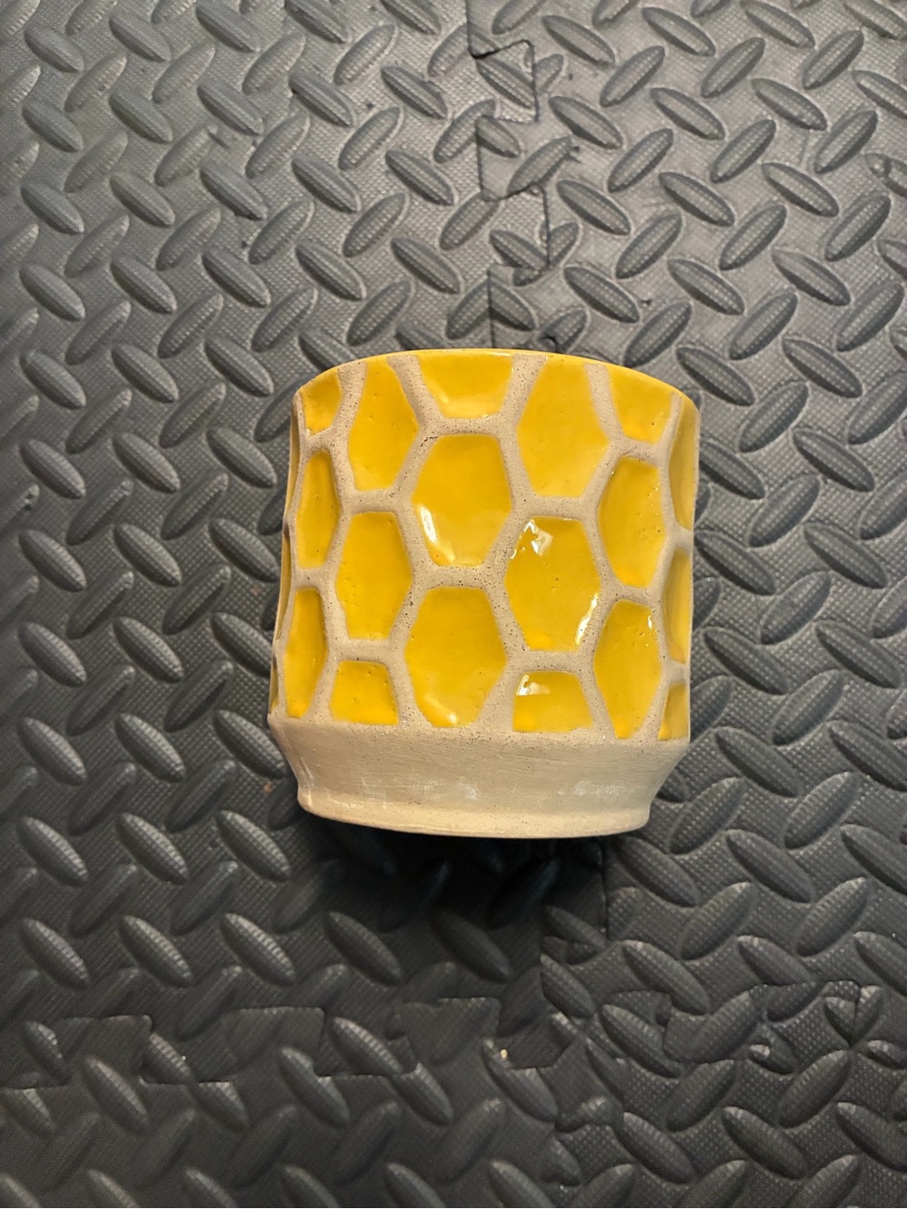 Yellow Honeycomb Ceramic Vase - Modern Accent